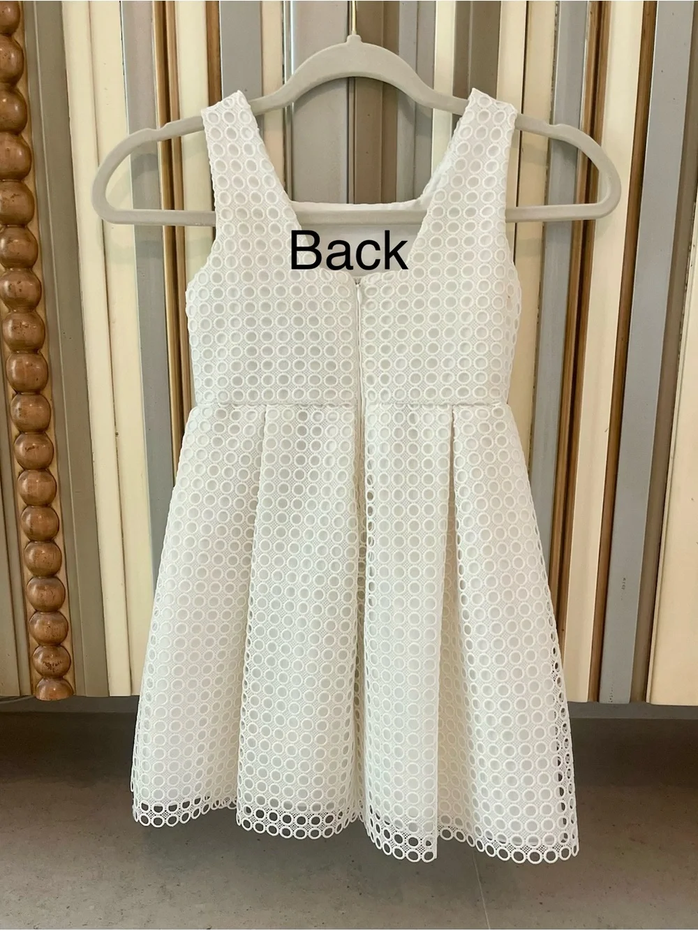 Classic White Lace Circle-Pattern Fit & Flare Dress for Girls